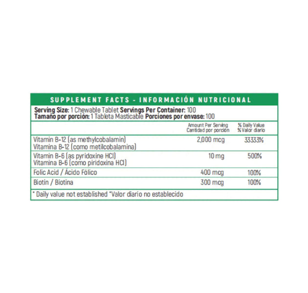 Methylcobalamin - B12 Complex 100 Tabletas Nutrivita