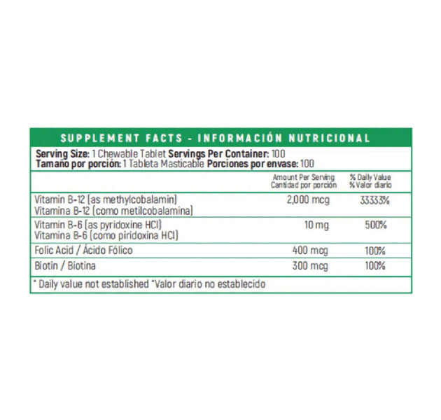 Methylcobalamin - B12 Complex 100 Tabletas Nutrivita