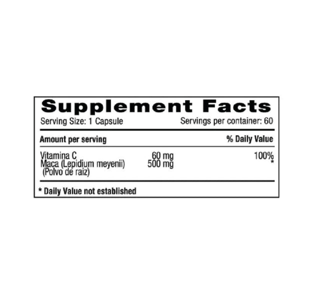 Maca 500mg + Vitamina C 60 Capsulas Natural Systems
