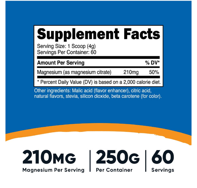 Magnesium Citrate 60 servicios Nutricost