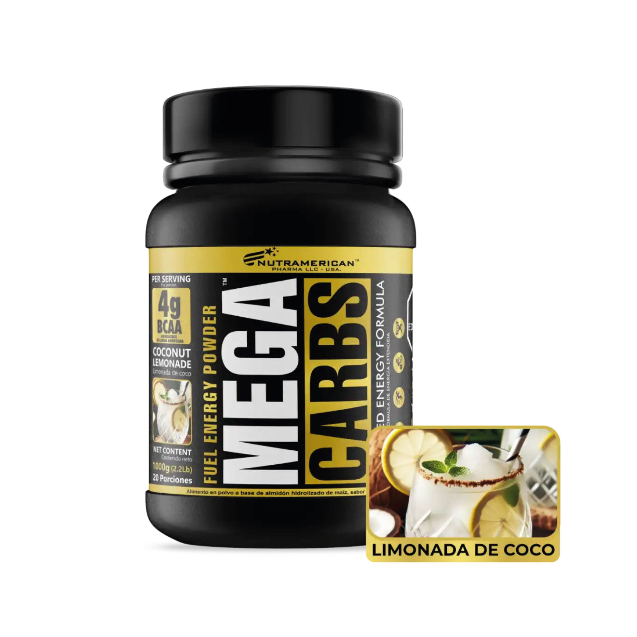 Mega Carbs 1000g 20 porciones Nutramerican Pharma