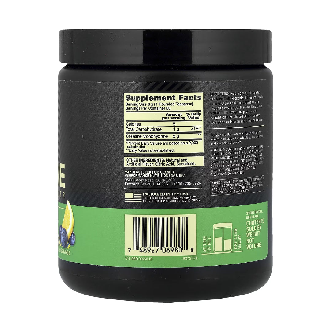 Creatine Micronized - 60 servicios Optimum Nutrition.