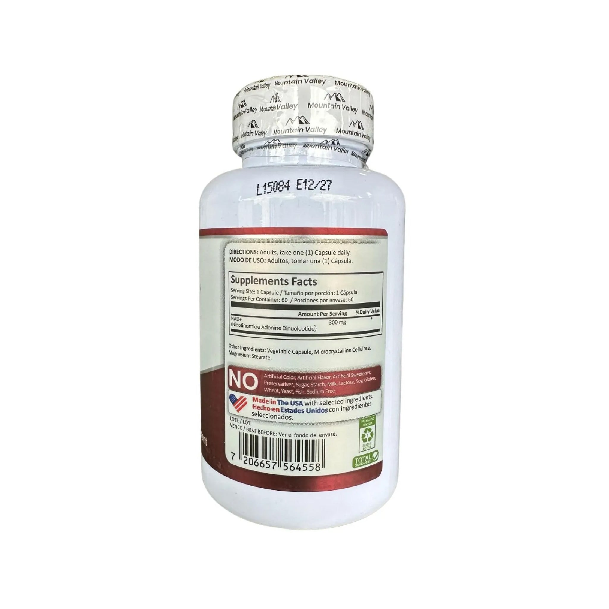 Nad + Nicotinamide Adenine Dinucleotide 60 capsulas Mountain Valley