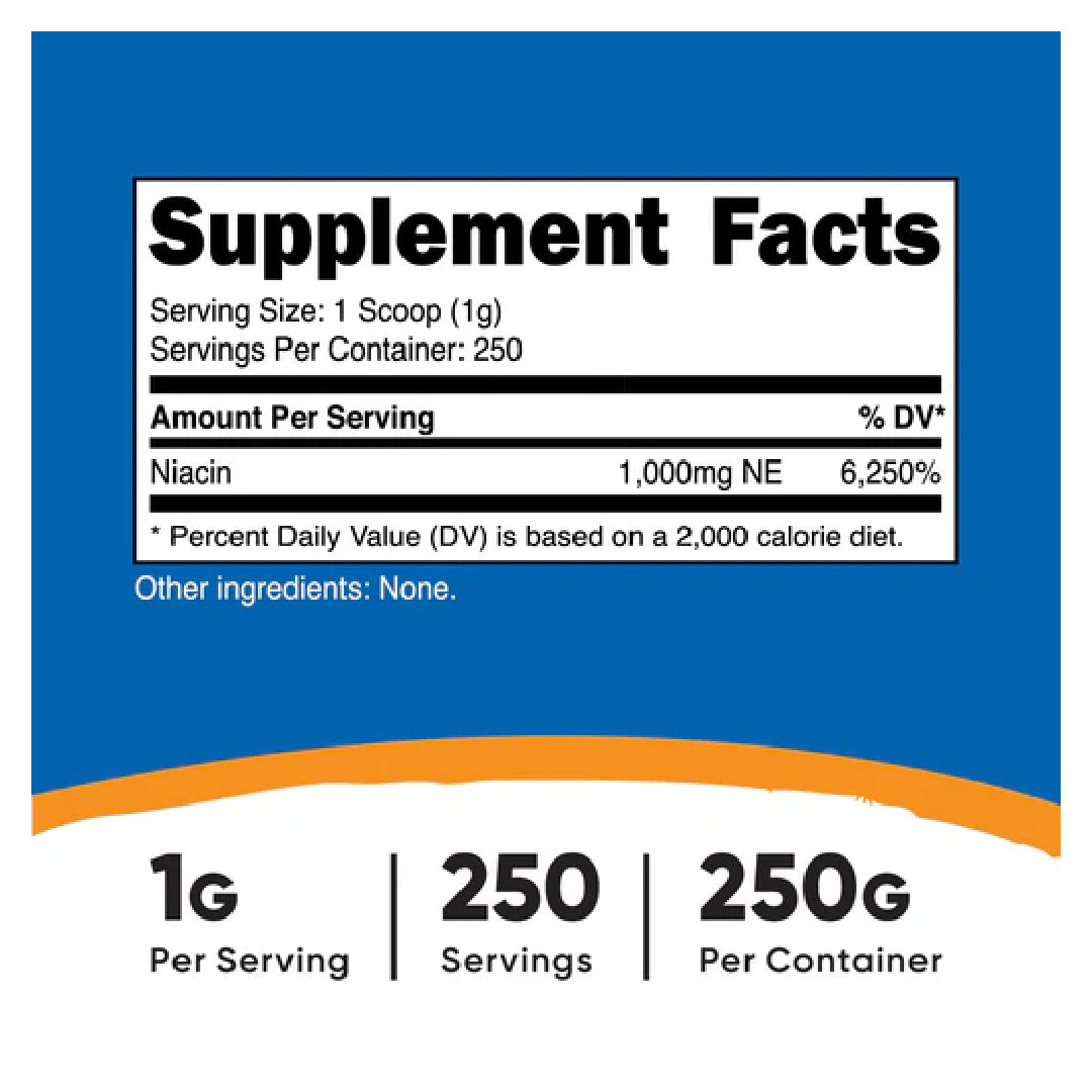 Niacina 1g (Vitamina B3) 250 Servicios Nutricost