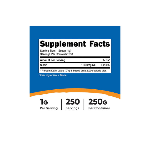 Niacina 1g (Vitamina B3) 250 Servicios Nutricost