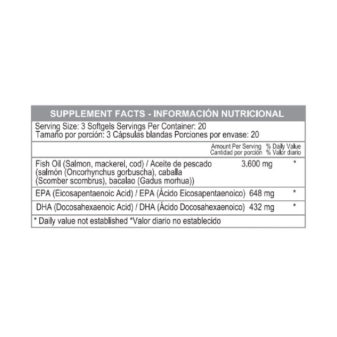 Omega 3 Fish Oil  60 tabletas Healthy America