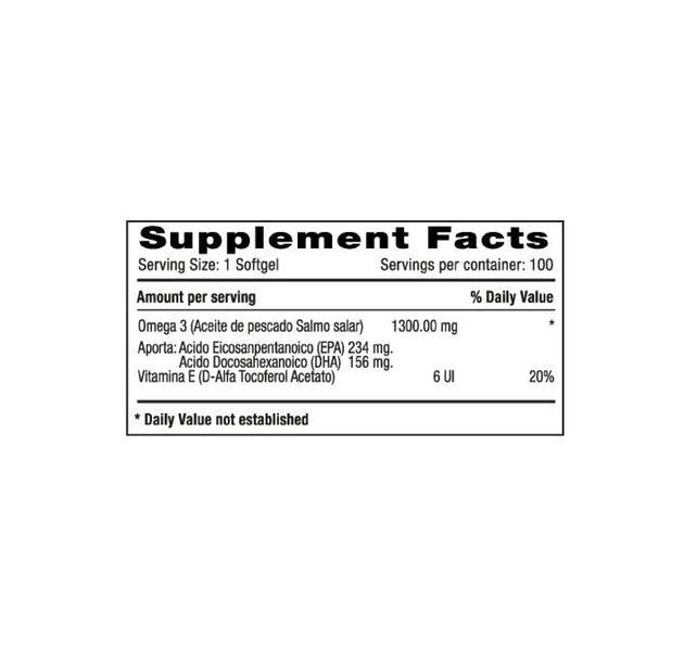 Omega 3 EPA + DHA 1300 Mg 100 tabletas Natural Systems