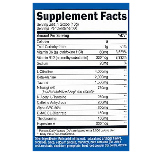 Pre-Workout Complex 60 servicios Nutricost