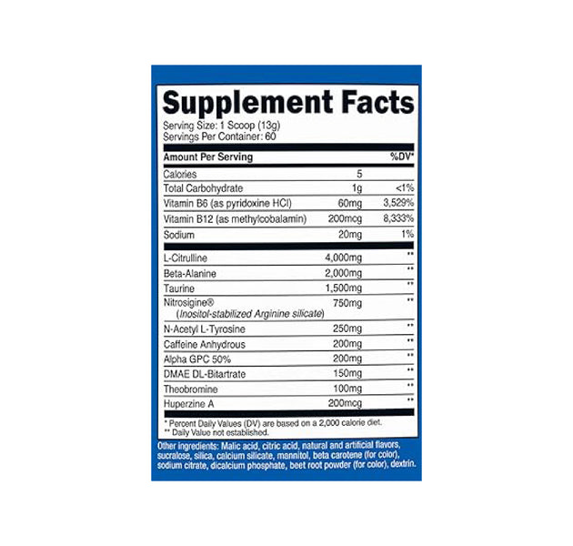 Pre-Workout Complex 60 servicios Nutricost