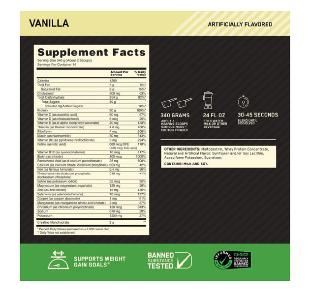 Proteína Serious Mass 12 Libras Optimum Nutrition