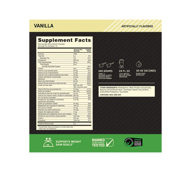 Proteína Serious Mass 12 Libras Optimum Nutrition