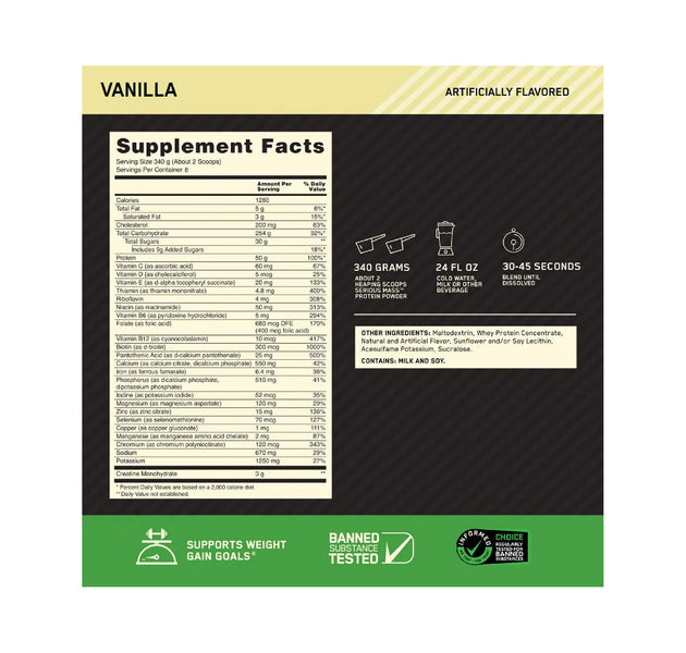 Proteína Serius Mass 6 Libras Optimun Nutrition