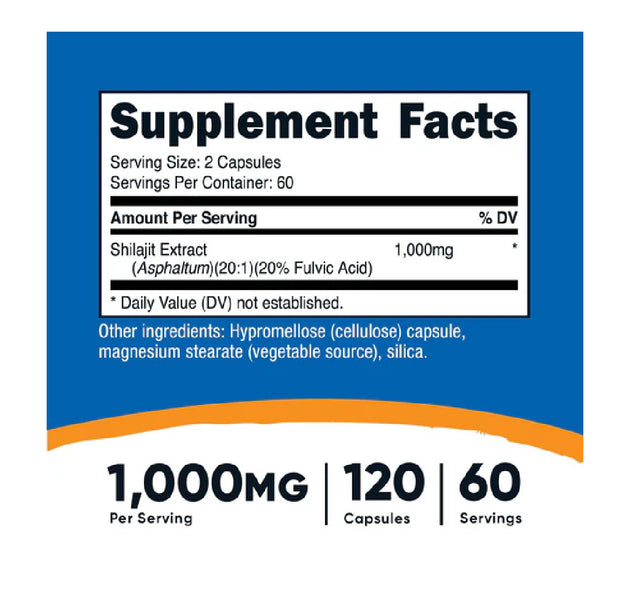 Shilajit 120 cápsulas Nutricost