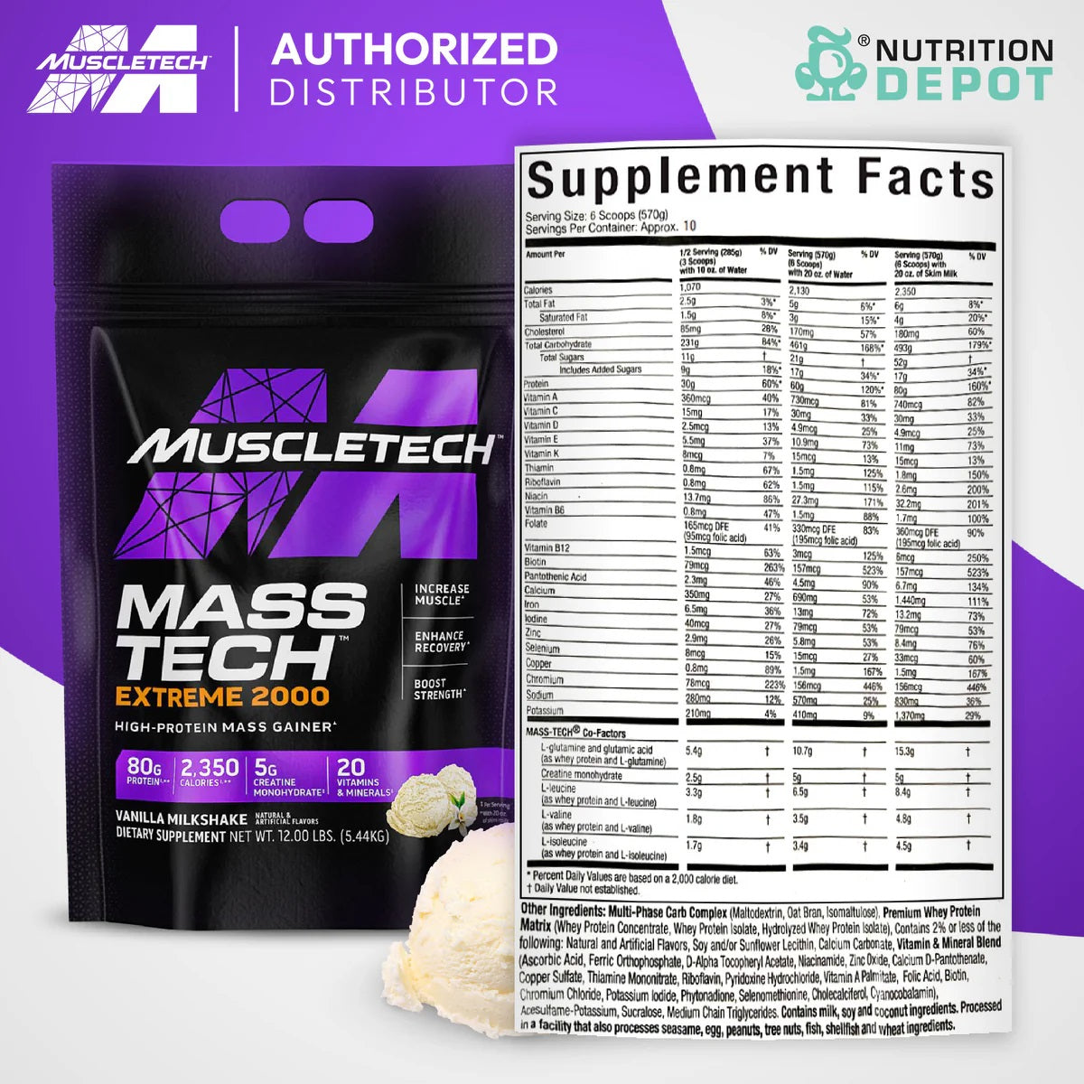 Proteína Mass Tech Extreme 2000 - 12 Libras Muscletech