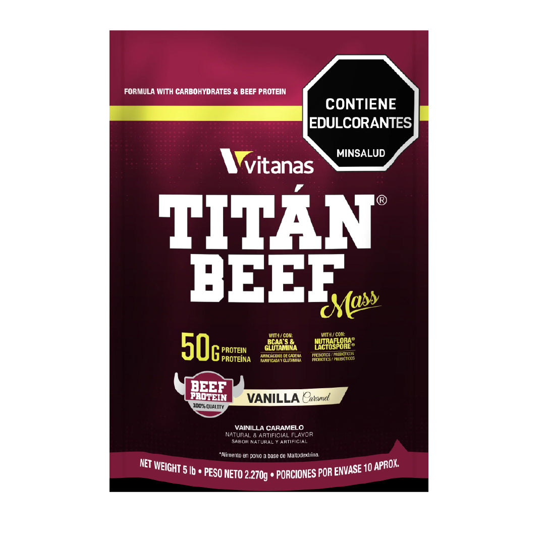 Titan Beef Mass 2 libras Vainilla Caramelo Vitanas.