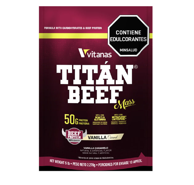 Titan Beef Mass 2 libras Vainilla Caramelo Vitanas.