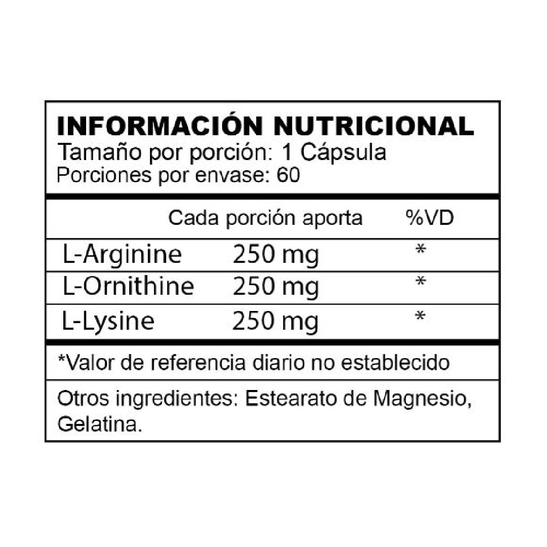 Triple Amino L Arginine L Ornithine 60 capsulas Xtralife