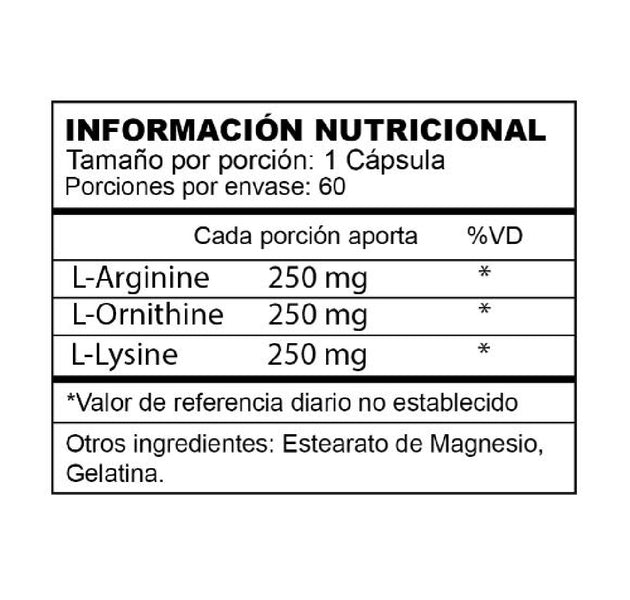 Triple Amino L Arginine L Ornithine 60 capsulas Xtralife