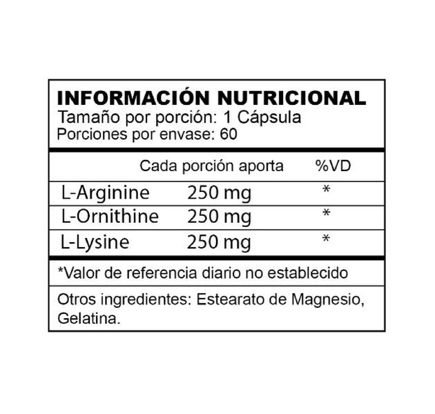 Triple Amino L Arginine L Ornithine 60 capsulas Xtralife