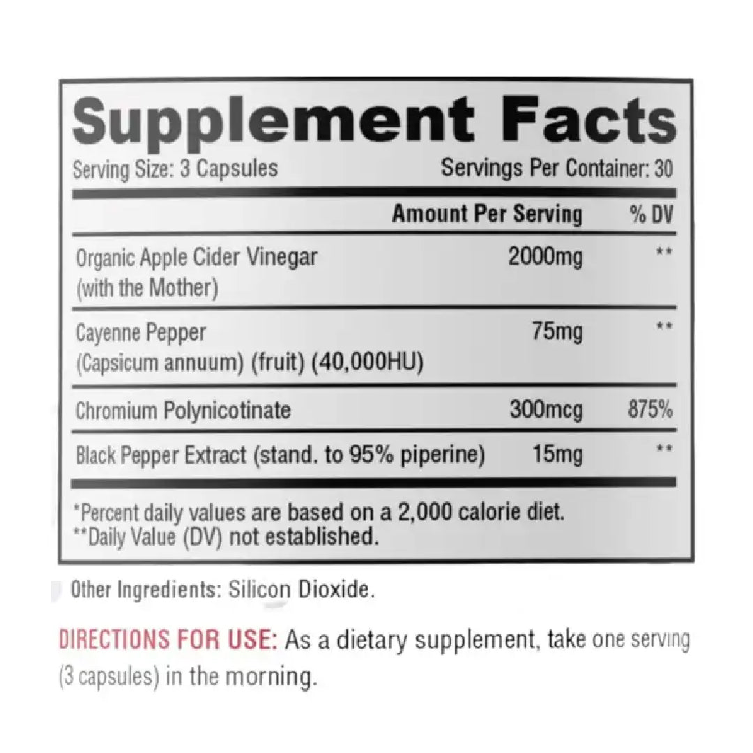 Vinagre De Sidra De Manzana 90 Capsulas Metabolic Nutrition