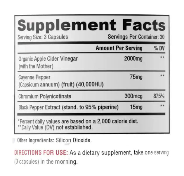 Vinagre De Sidra De Manzana 90 Capsulas Metabolic Nutrition