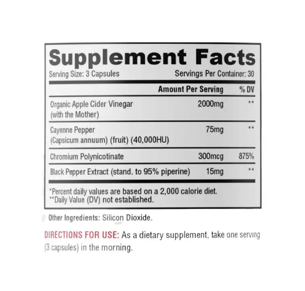 Vinagre De Sidra De Manzana 90 Capsulas Metabolic Nutrition