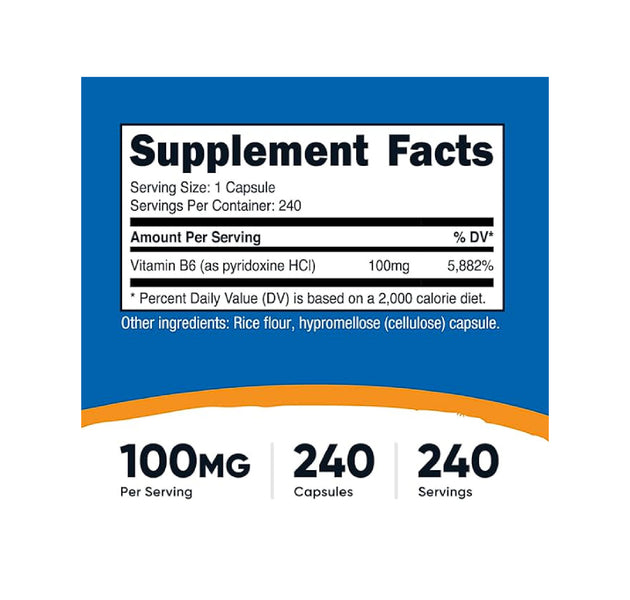Vitamina B6 240 Capsulas Nutricost