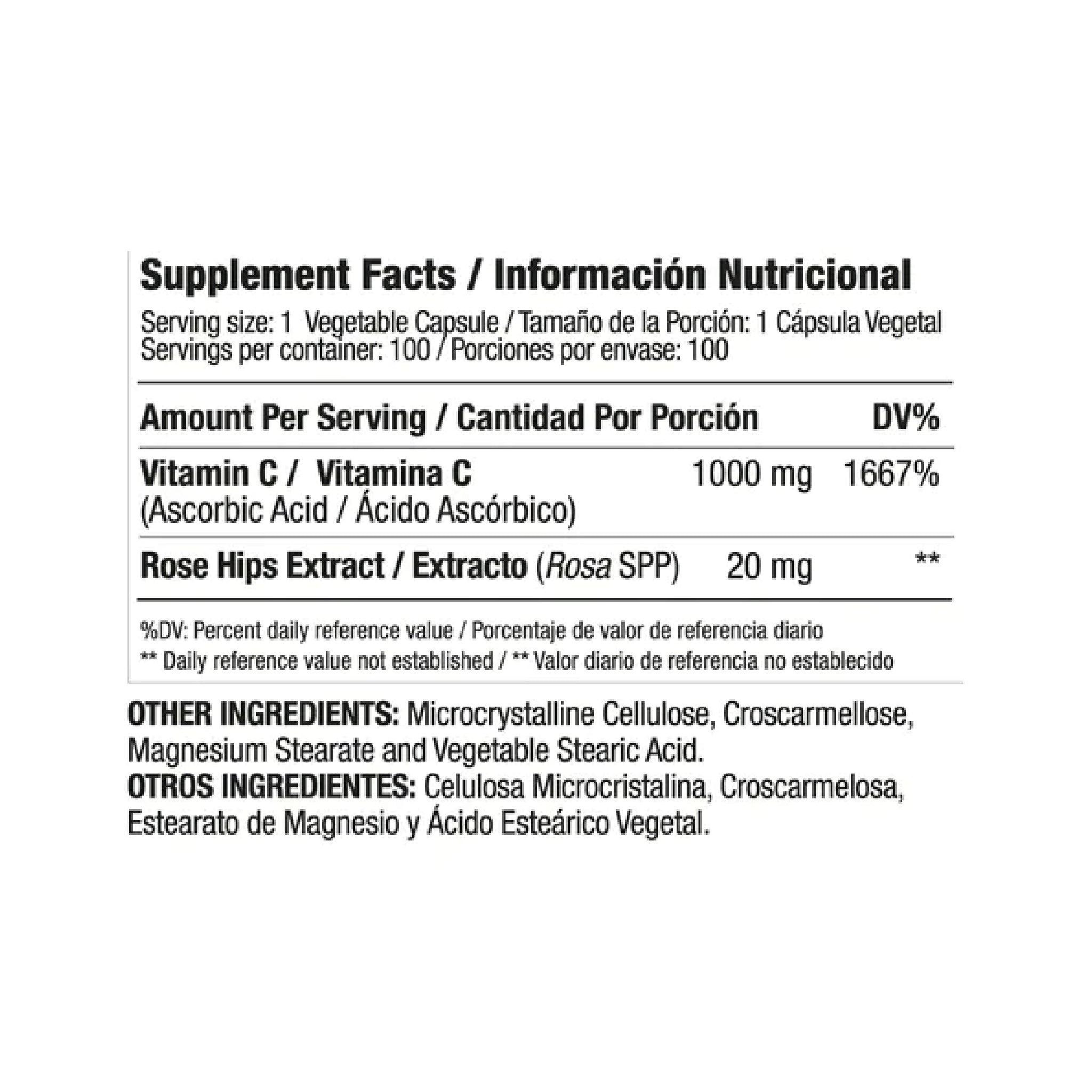 Vitamin C 1000 mg 100 Capsulas Medical Green