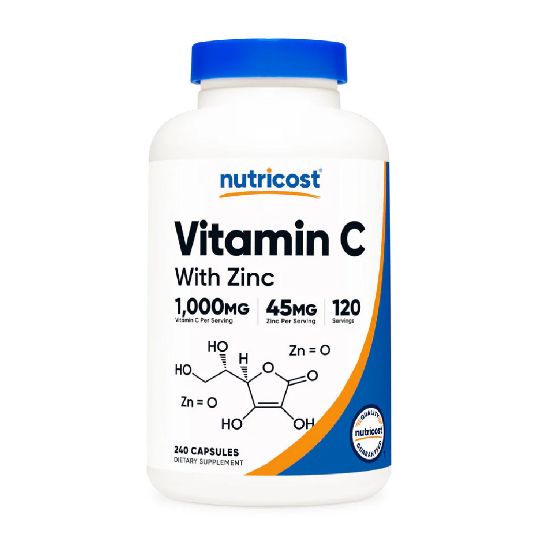 Vitamina C + Zinc - 120 Cápsulas de Nutricost.