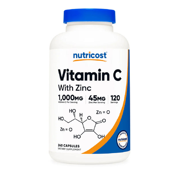 Vitamina C + Zinc - 120 Cápsulas de Nutricost.