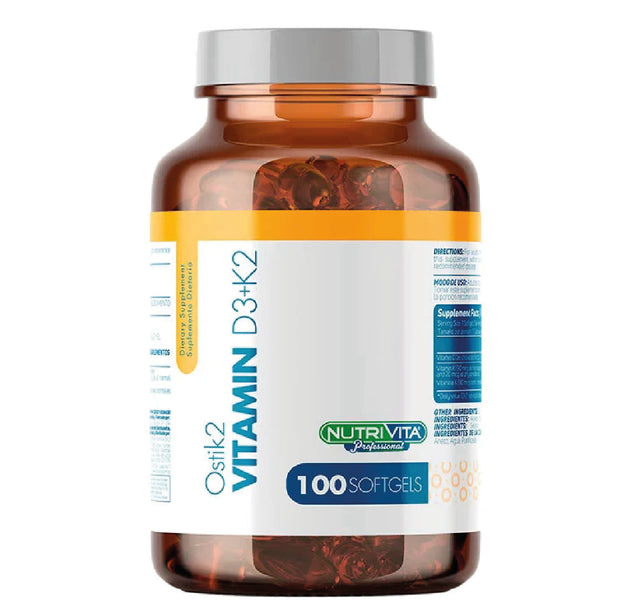 Ostik 2 Vitamin D3+K2 100 Capsulas Nutrivita