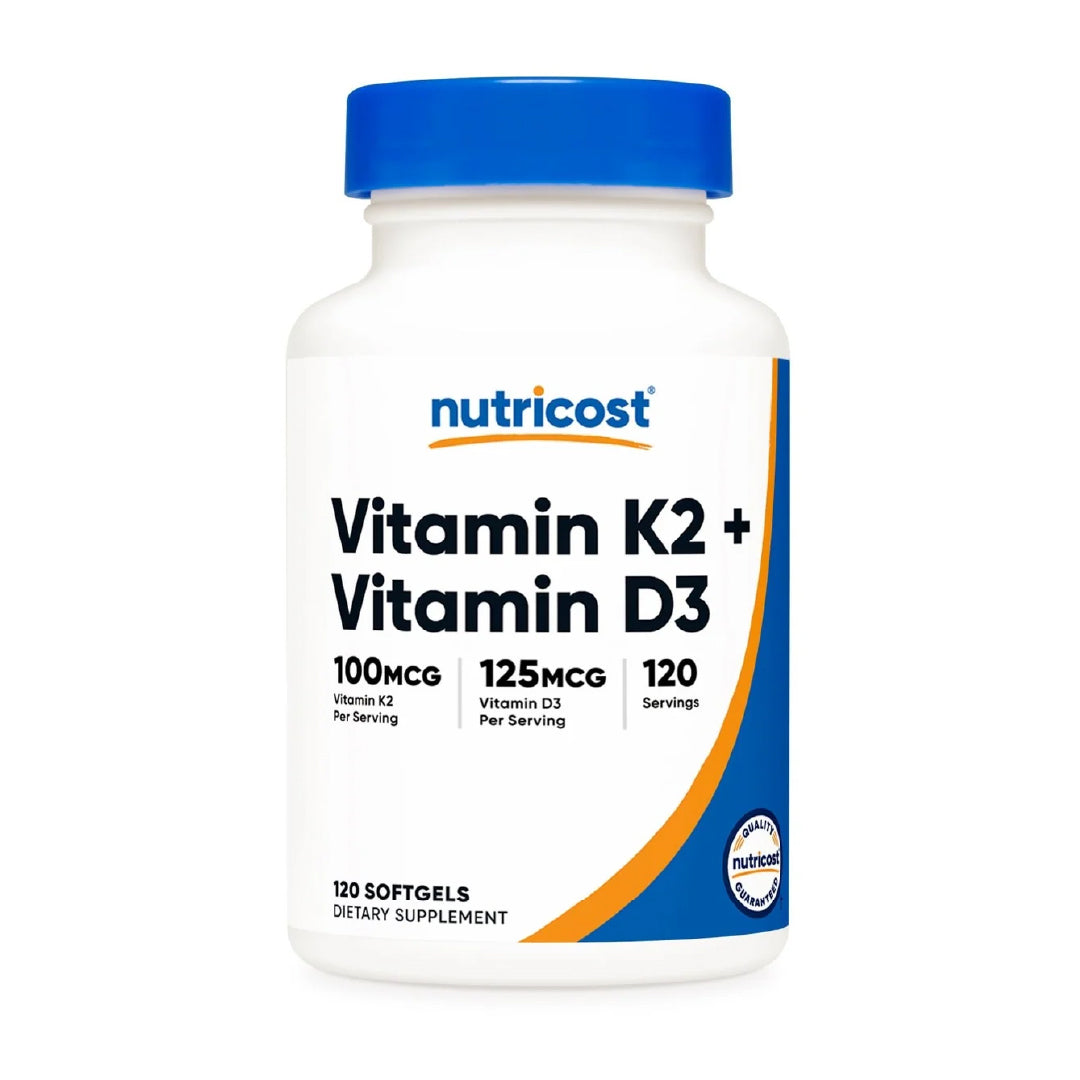 Vitamina K2 y vitamina D3, 120 cápsulas Nutricost