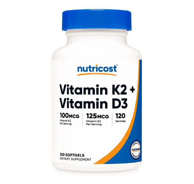 Vitamina K2 y vitamina D3, 120 cápsulas Nutricost