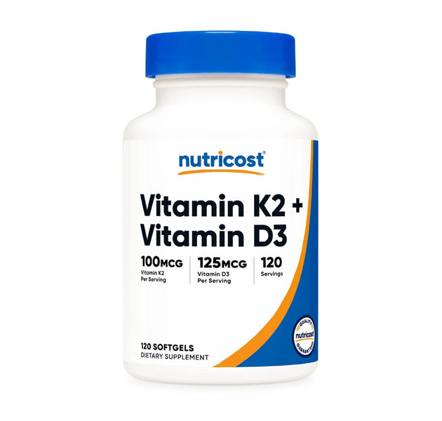 Vitamina K2 y vitamina D3, 120 cápsulas Nutricost