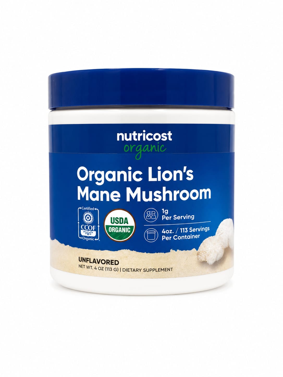 Organic Lion´s Mane Mushroom 113 Servicios Nutricost