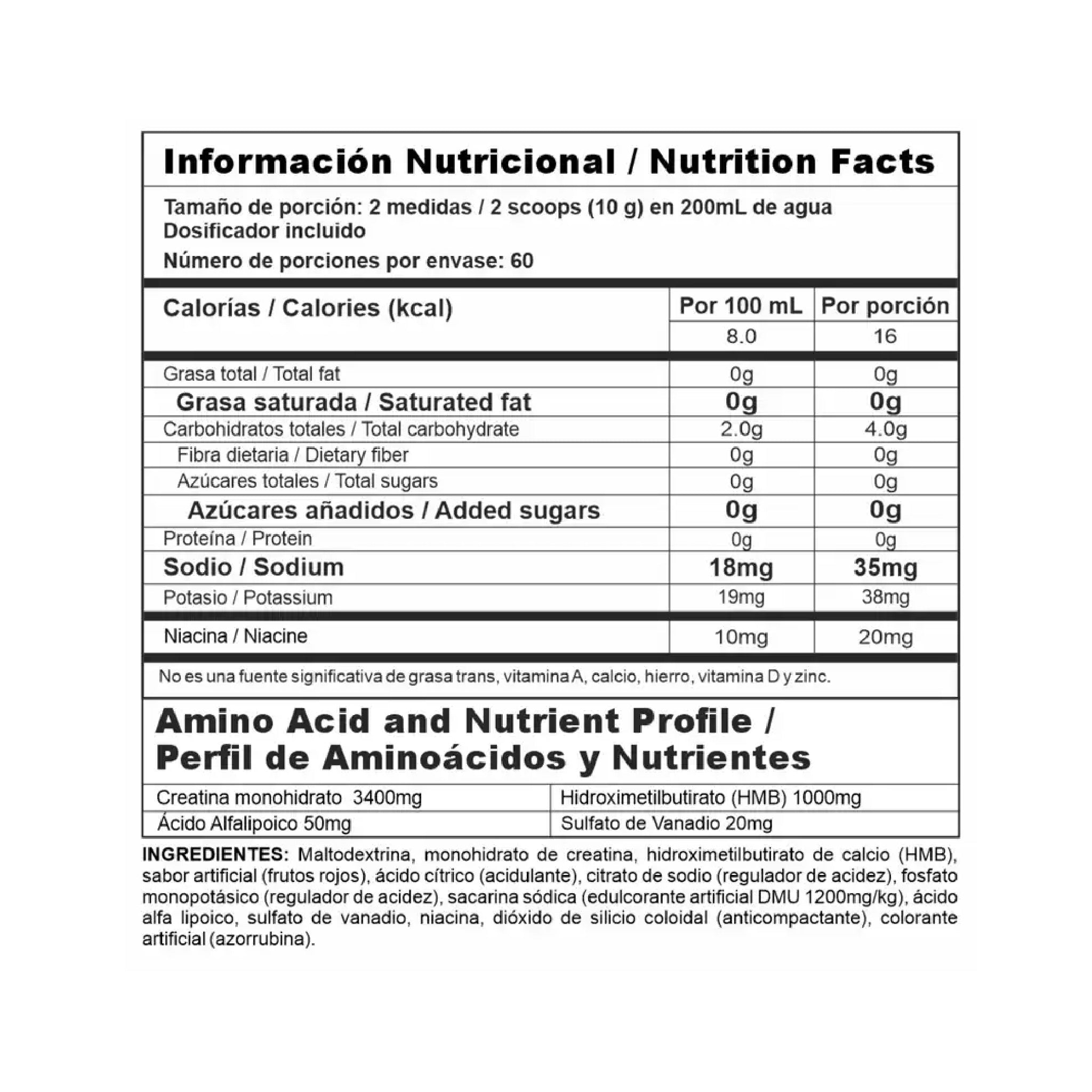 Creatina Crea Stack 1.3 Libras 60 porciones Nutramerican Pharma