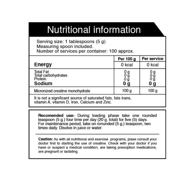 Creatine Ultra Pure 100% 100 Servicios Iron Nutrition