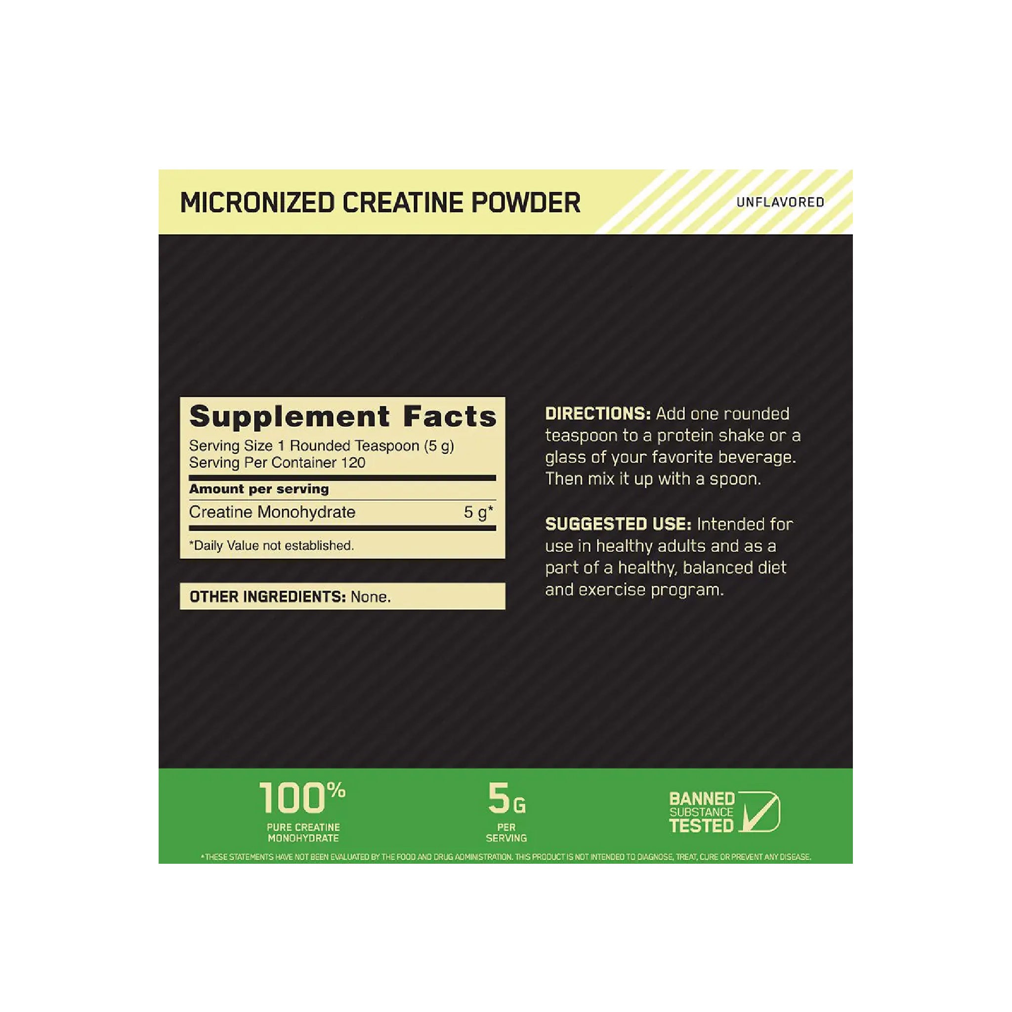 Creatina  Micronized Powder 1.32 Libras 120 servicios Optimum Nutrition